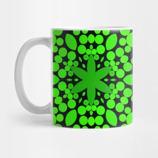 Dot Mandala Flower Green and Black Mug